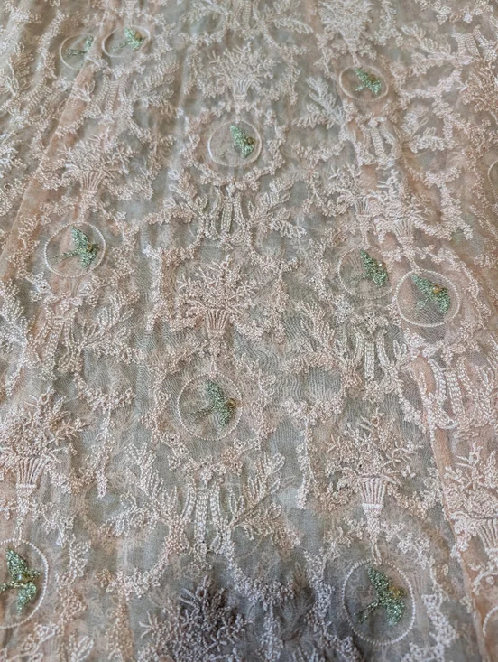 Sapphire Pakistani Kurta Set Small Peach Embroidered Formal Outfit 2 Piece - Picture 4 of 7